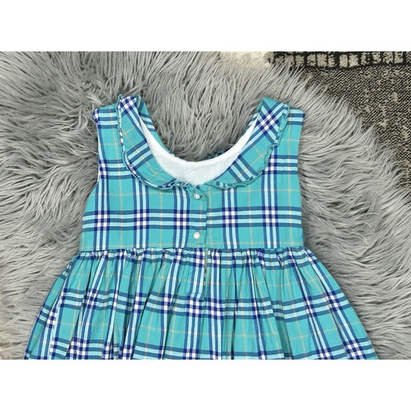Sweet Honey Girls Double Layer Teal Blue Plaid Collared Flowy Top‎ Size 8Y - Picture 5 of 5